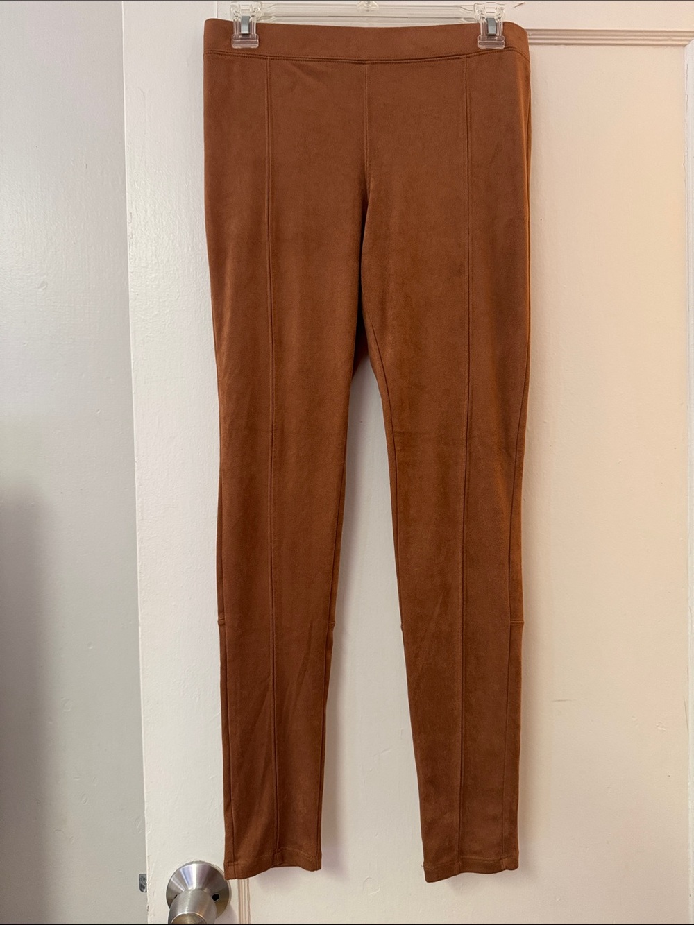 EXPRESS Soft Faux Suede Brown High Waist Seamed Leggings Size S